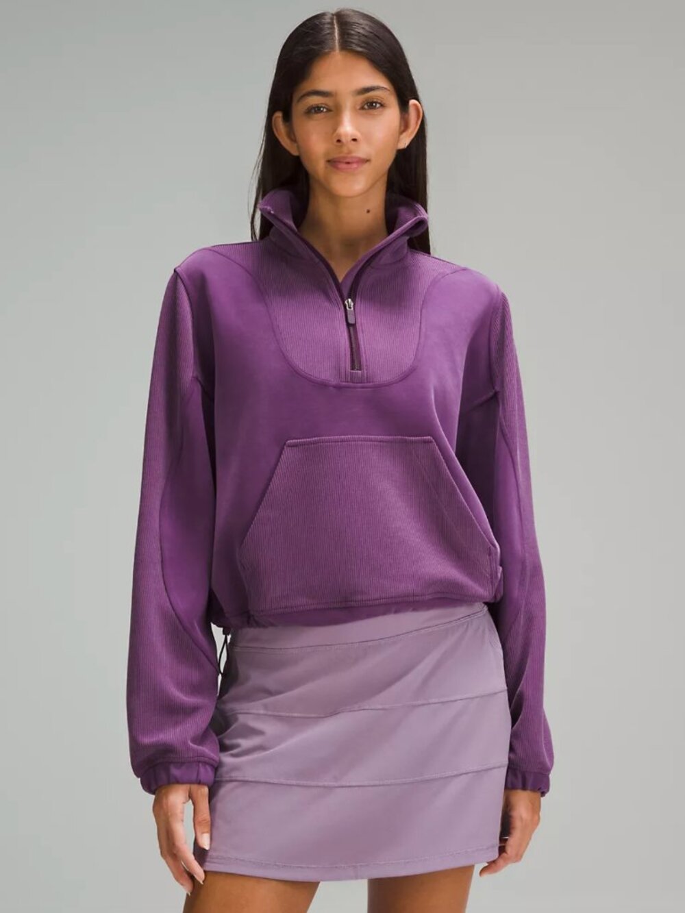 Lululemon Brushed Softstreme Ribbed Half Zip in Dramatic Magenta Size 8
